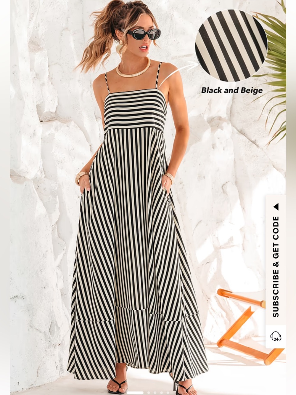 Black and White Striped Maxi Dress - Classic Summer Style - Picture 14 of 14